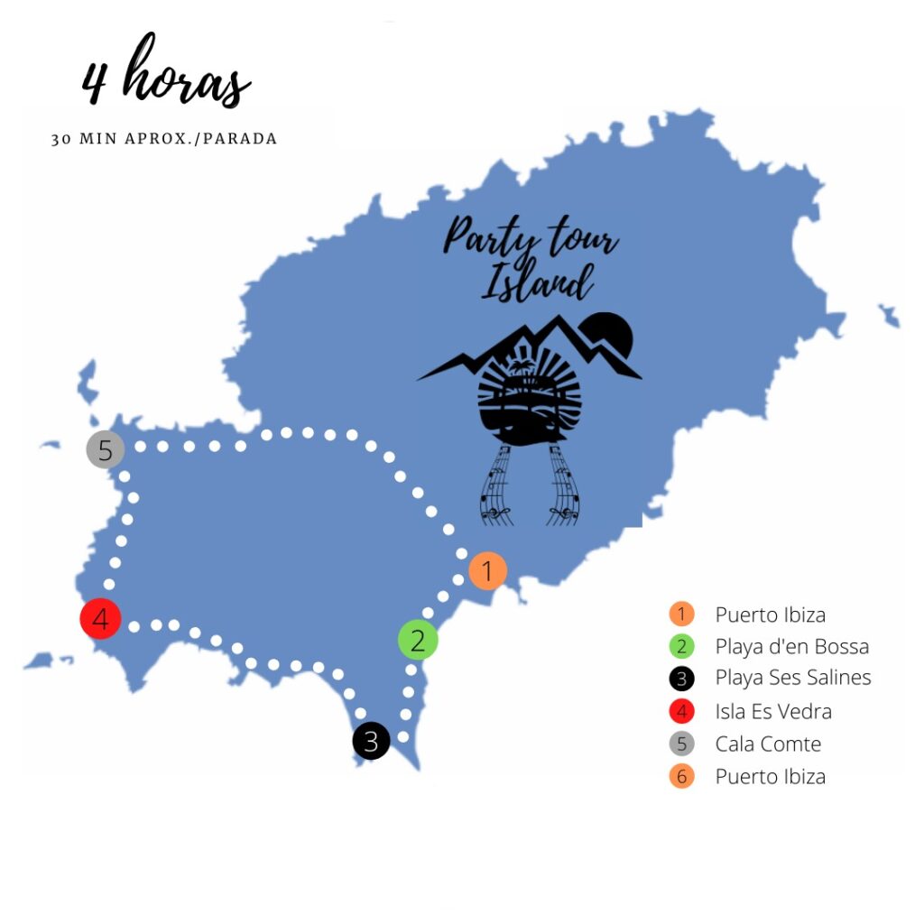 Mapa Bus Party Tour Island Ibiza 2020