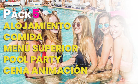 PACK 5 ALOJAMIENTO+COMIDA+POOL PARTY+CENA ANIMACIÓN MOJACAR